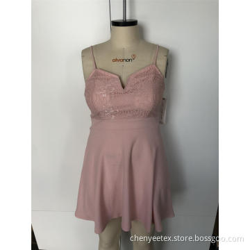 Lace suspenders with patchwork dresses